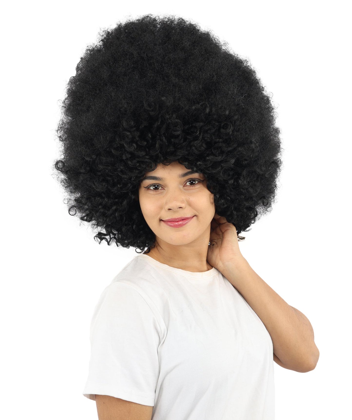 HPO Women's Giant White Glitter Afro Wig | Massive Puffy Sparkle Hair with Silver Sheen, Synthetic Fiber & Breathable Cap | Halloween, Troll Roleplay, 70s Disco Party, Theater & Funny Costume