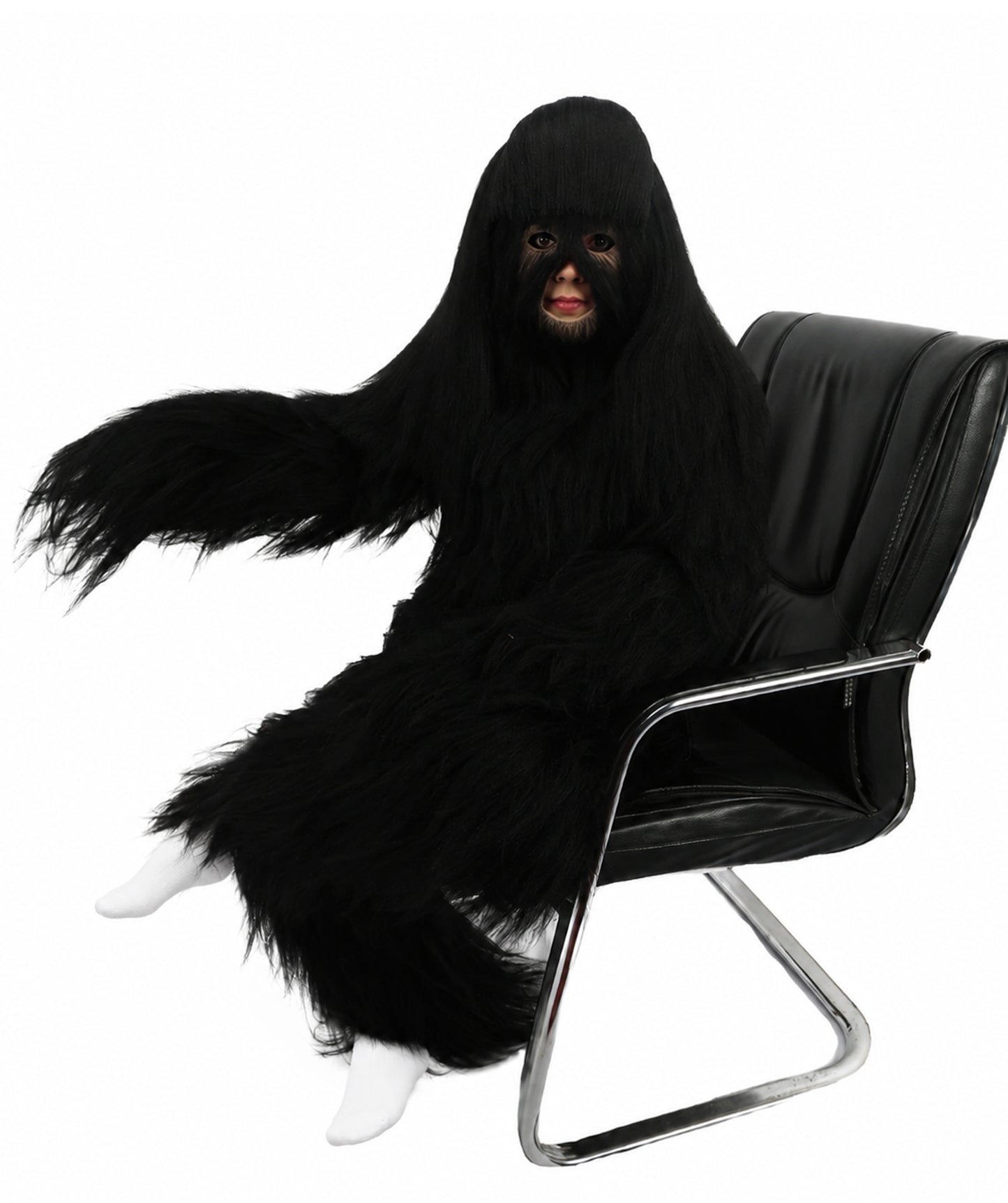HPO Teen Extreme Hairy Person Costume Bundle & Mask Set - Full-Body Hair Suit Extra-Long Costume Wig for Halloween, Cosplay & Parties - Multiple Color Options