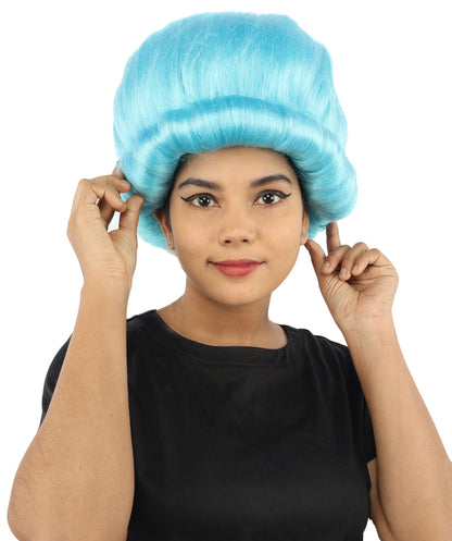 HPO Women's Voluminous Golden Blonde Grandma Wig | Medium Puffy Afro Style with Silver Texture, Synthetic Fiber & Adjustable Fit | Halloween, 100th Day of School, Theater & Funny Costume