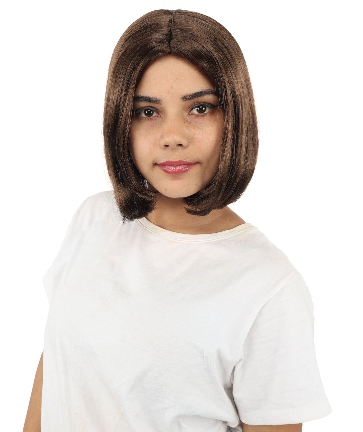 Adult Women's Two-Tone Bob Wig | Multiple Color Options | Short Straight Blunt Cut Inspired by American Pop Artist Look | Natural Hairline for Halloween and Cosplay