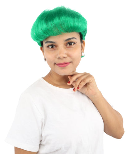 HPO Adult Women's Retro Pin-Up Wig | Multicolor Options, create of synthetic fiber, vintage curled bumper bangs with rolled back, breathable base | Party, Halloween, theater, drag, performance, costume events