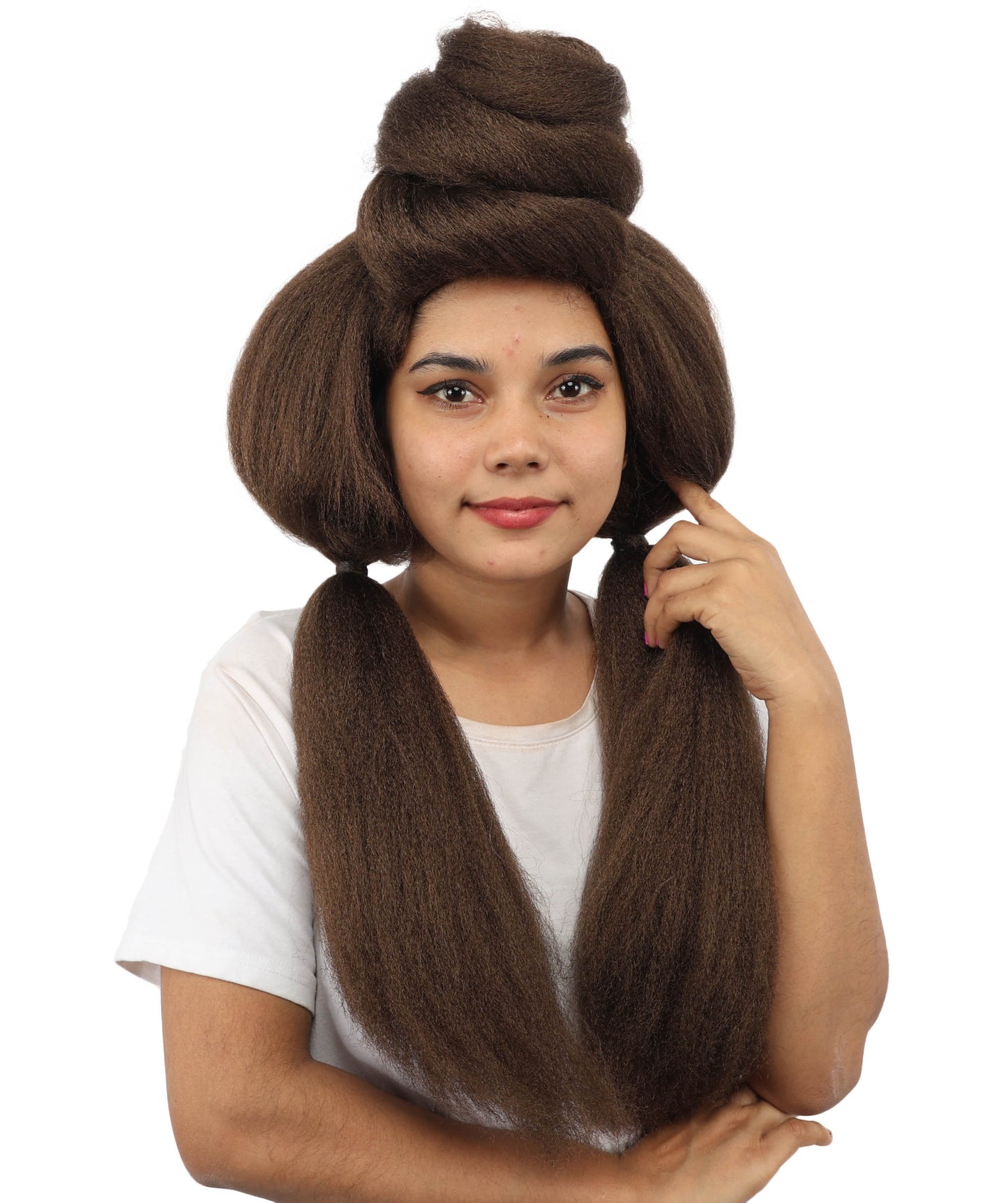 HPO Women’s High Volume Extra Long Yarn Twisted Bun Wig – Multiple Color Options | Bubble Ponytails Hairpiece with Capless Cap | Statement Headpiece for Halloween, Cosplay, Theater and Drag Looks