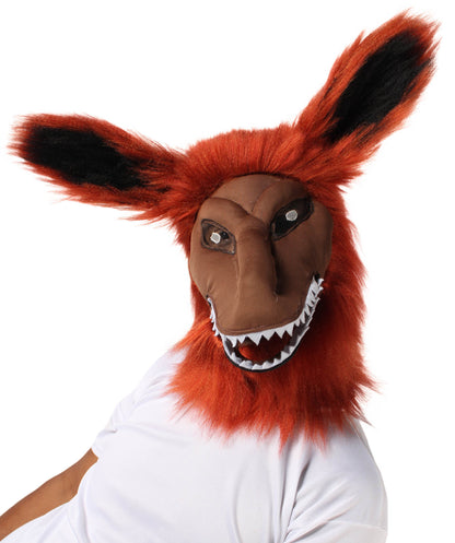 HPO Unisex Orange Furry Anime Tailed Monster Mask | Best for Halloween | Flame-retardant Synthetic Fiber