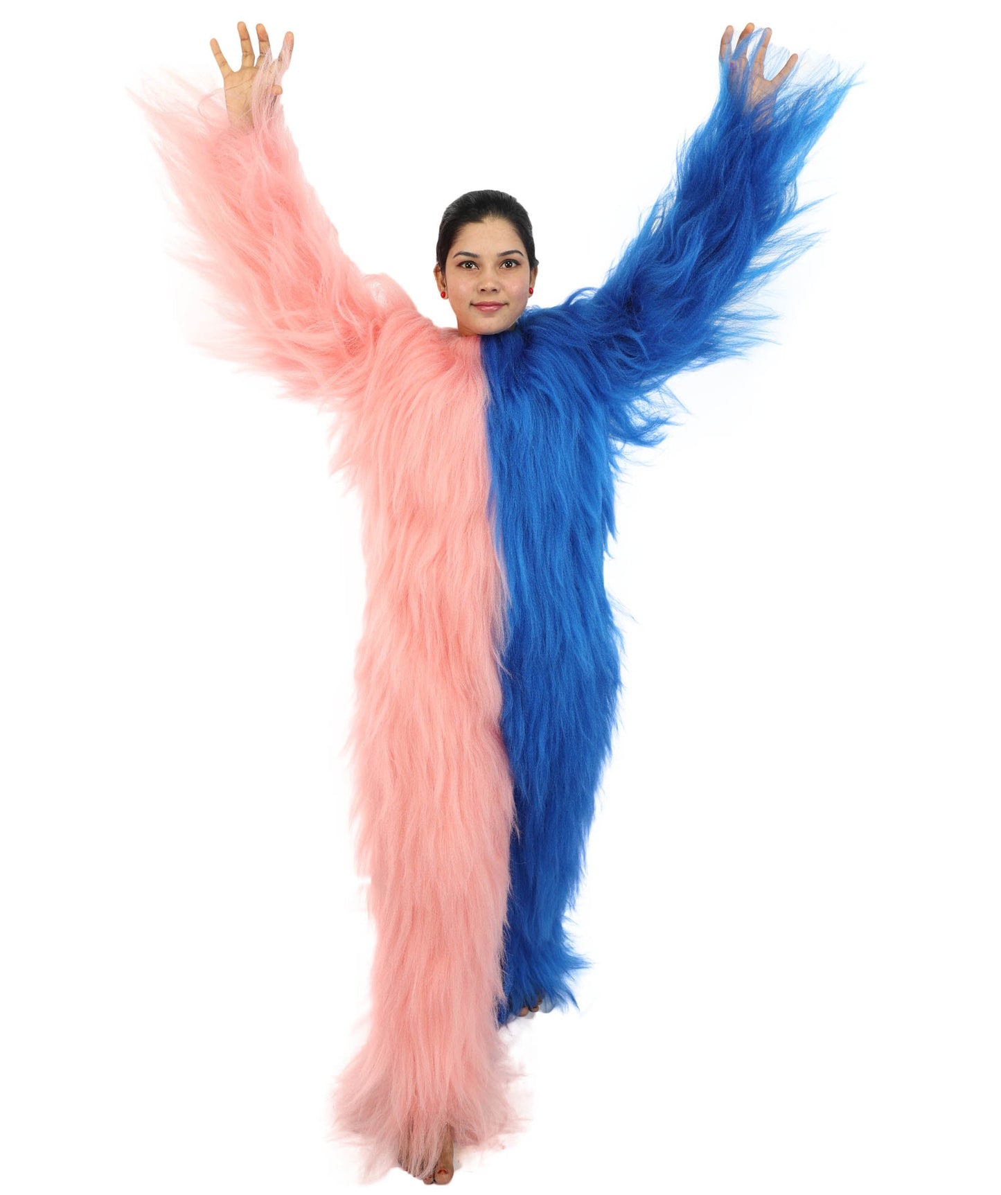HPO Teen Extreme Hairy Person Two Part Costume, Mask and Bundle Set - Full-Body Hair Suit Extra-Long Costume Wig for Halloween, Cosplay & Parties - Multiple Color Options
