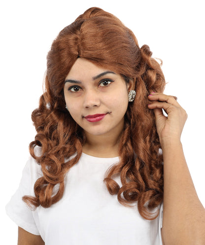 HPO Women's Long 20-Inch Brown Curly Wig | Ideal Cosplay, and Themed Parties | Soft, Natural-Looking, and Easy to Wear