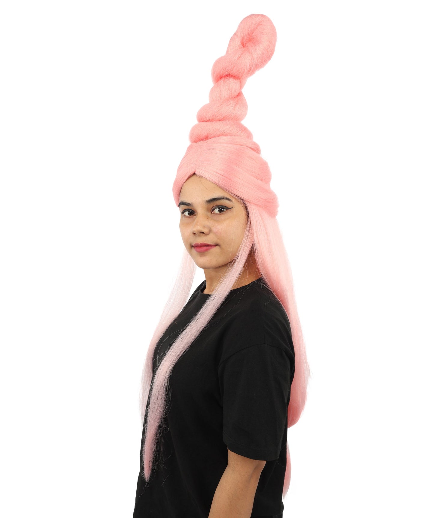 HPO Adult Women's Sculpted Loop Topknot Wig | Multiple Color Options | Create of synthetic fiber, gravity-defying twisted vertical bun with long face-framing strands, breathable base | Party, Halloween, theater, drag, performance, costume events