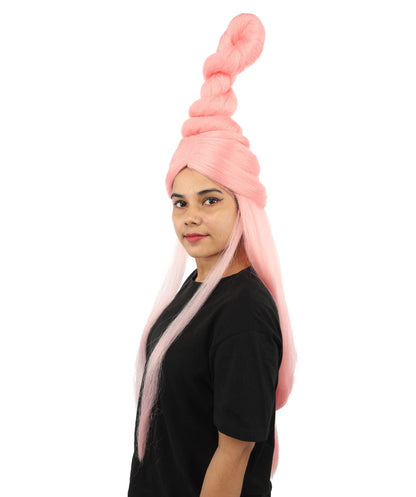 HPO Adult Women's Sculpted Loop Topknot Wig | Multiple Color Options | Create of synthetic fiber, gravity-defying twisted vertical bun with long face-framing strands, breathable base | Party, Halloween, theater, drag, performance, costume events