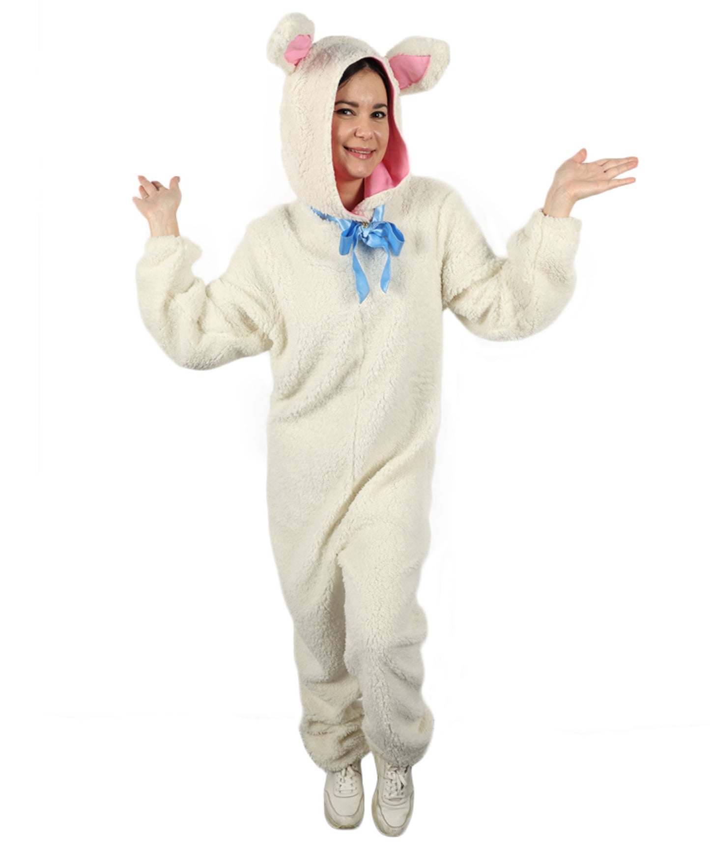 HPO Unisex White Long Lamb Wig and Costume | Suitable for Halloween | Flame-retardant Synthetic Fabric