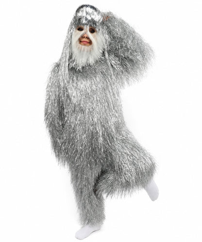 HPO Unisex Teen Extreme Tinsel Hairy Person Costume Bundle & Mask Set - Full-Body Tinsel Hair Suit Extra-Long Costume Wig for Halloween, Cosplay & Parties - Multiple Color Options