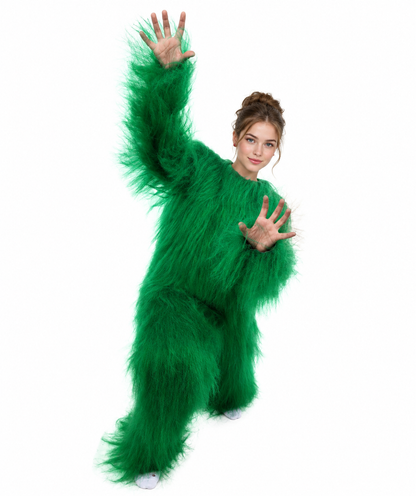 HPO Teen Extreme Hairy Person Costume Bundle & Mask Set - Full-Body Hair Suit Extra-Long Costume Wig for Halloween, Cosplay & Parties - Multiple Color Options