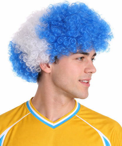 Honduras Sport Afro Fun Wig | Blue White Jumbo Wig