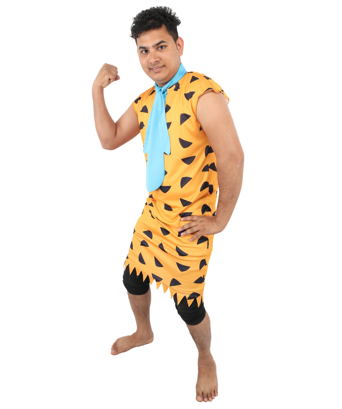HPO Men’s Prehistoric Caveman Multicolor Costume | Animal-Print Tunic & Belt Outfit | Halloween, Themed Parties, Stage & Cosplay Costume