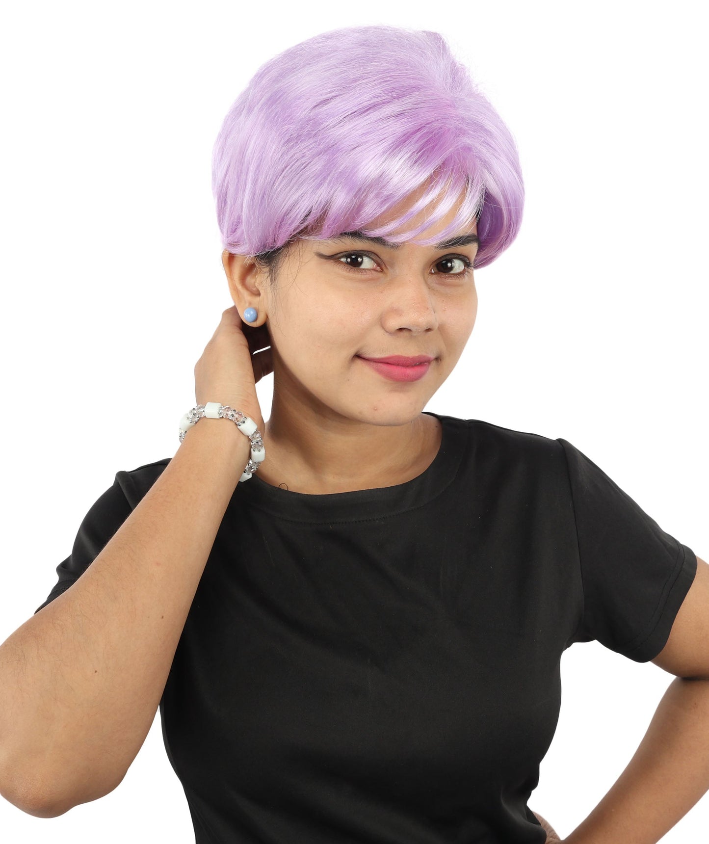 HPO Adult Women’s Short Black Wig | 10 Inch, Sleek and Smooth Bob Hairpiece | Ideal for Cosplay, Costume, and Themed Events