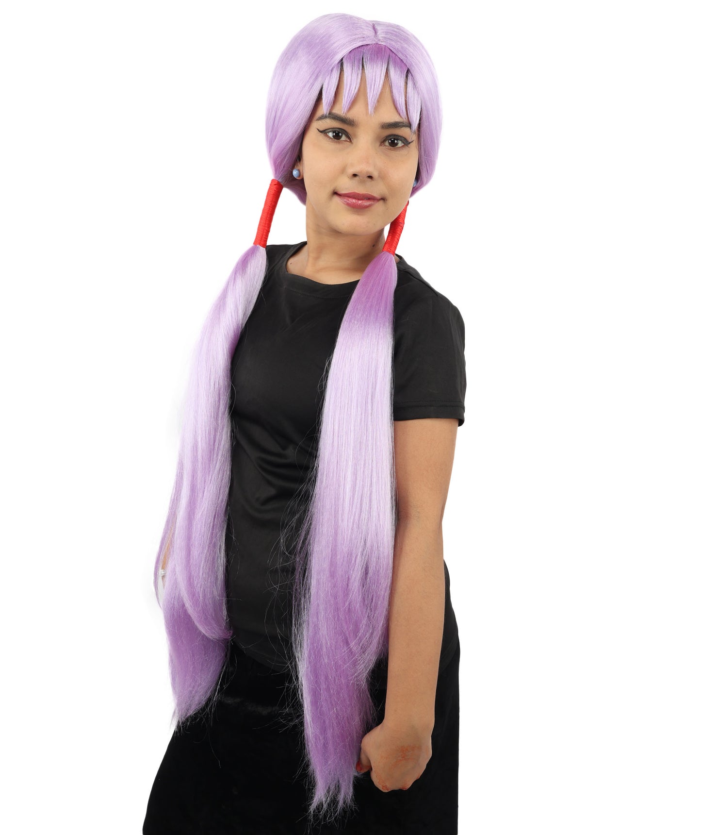 HPO Women's Extra Long Pigtail Wig | Multicolor Options | Floor Length Straight Twin Tails with Bangs, Heat Friendly Synthetic Fiber & Adjustable Cap | Halloween, Fairy Roleplay, Magical Girl Theme, Theater & Carnival