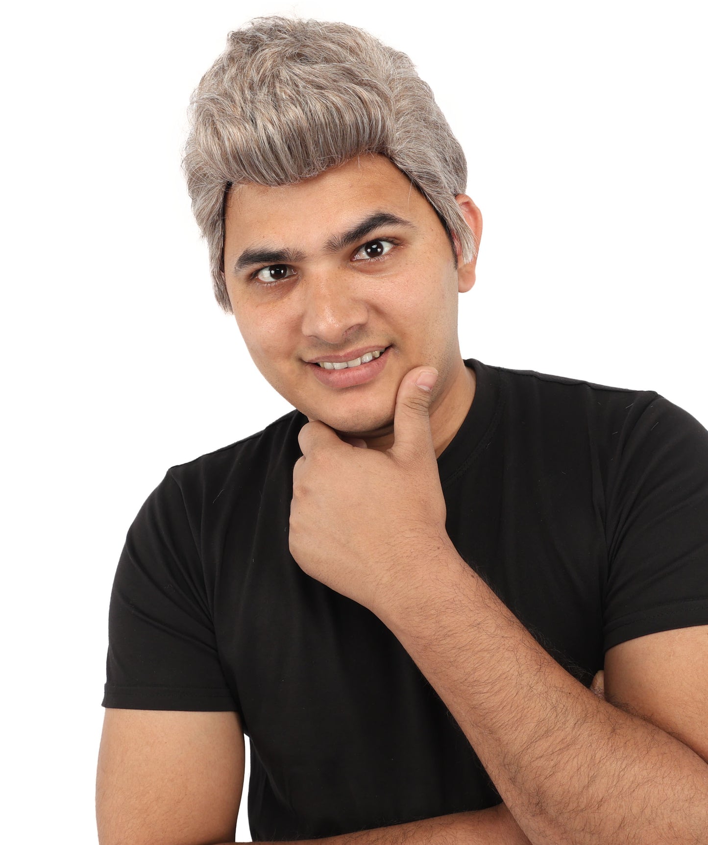 HPO Men's Heavy Metal Rocker Multicolor Wig | Multi-tonal hue, create of synthetic fiber, messy spiked texture with tapered back, breathable base | Party, Halloween, theater, drag, performance, costume events
