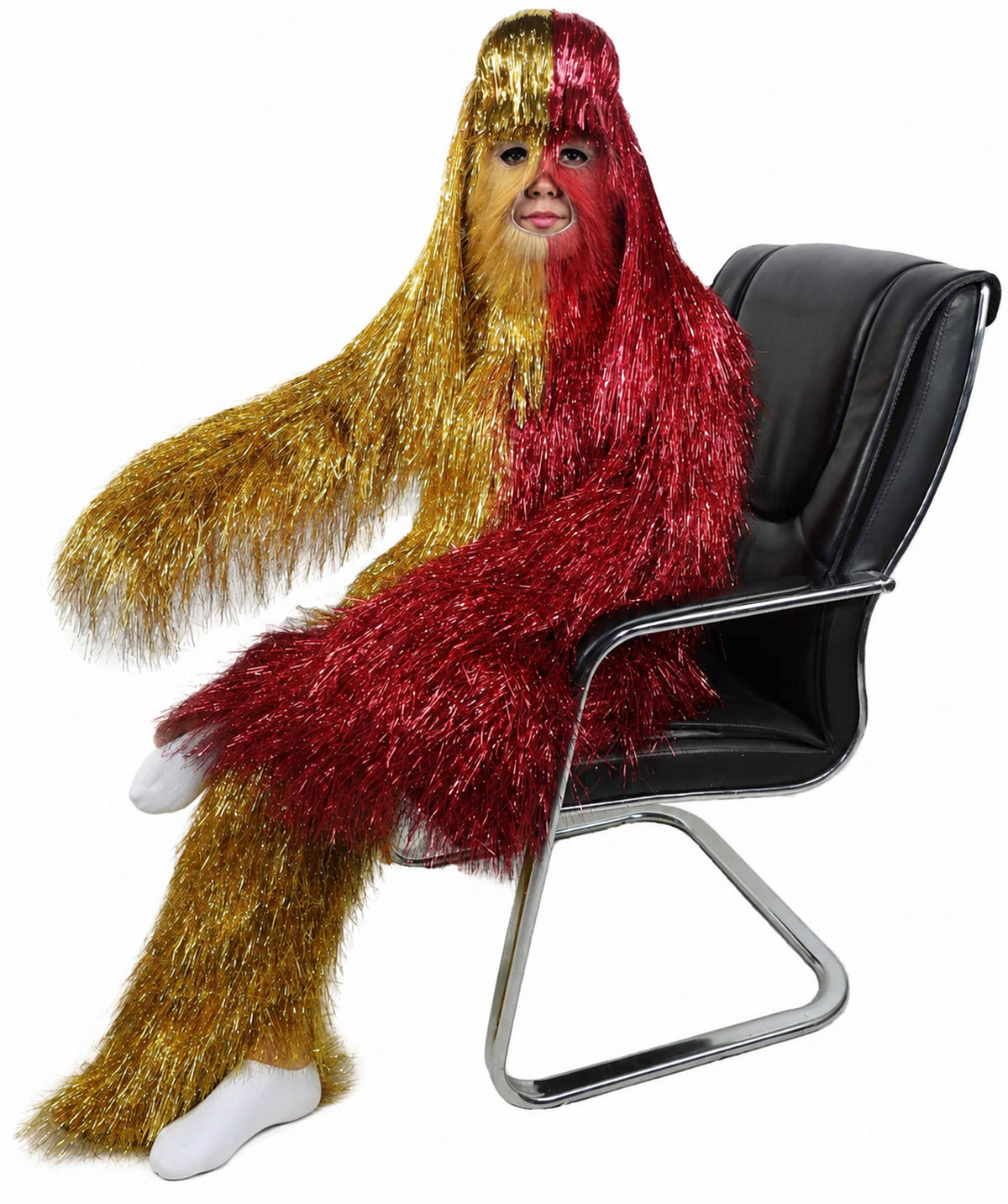 HPO Teen Extreme Hairy Two Part Costume Bundle & Mask Set - Full-Body Hair Suit Extra-Long Costume Wig for Halloween, Cosplay & Parties - Multiple Color Options