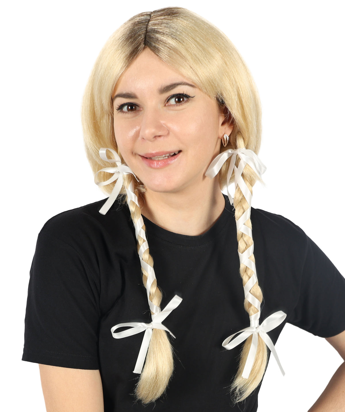 HPO Women's Sabrina Carpenter-Inspired Braids Blonde Wigs and Halloween Themed Parties, Long Synthetic Hair with Adjustable Cap for Comfort  Style