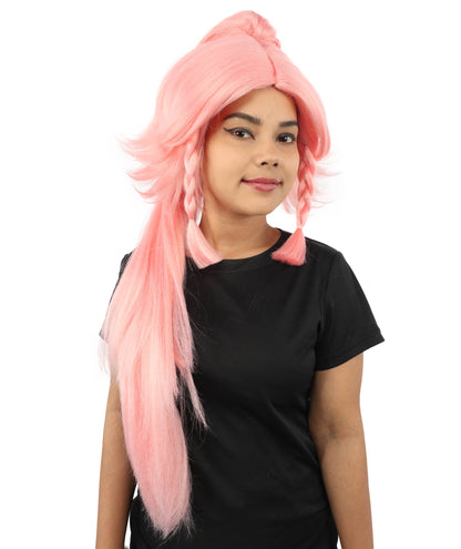 HPO Adult Women's Alien Nature Spirit Hair | Multiple Color Options | Soft Textured Bob with Beaded Braids, Heat Resistant Synthetic Fiber & Breathable Mesh | Halloween, Fantasy Roleplay, Themed Party, Theater & Carnival