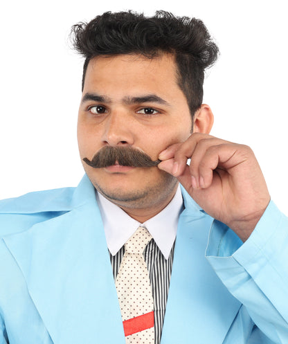 HPO Men's Setit Brown Moustache Facial Hair | Natural-Looking Style |  Synthetic Fiber