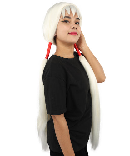 HPO Women's Extra Long Pigtail Wig | Multicolor Options | Floor Length Straight Twin Tails with Bangs, Heat Friendly Synthetic Fiber & Adjustable Cap | Halloween, Fairy Roleplay, Magical Girl Theme, Theater & Carnival