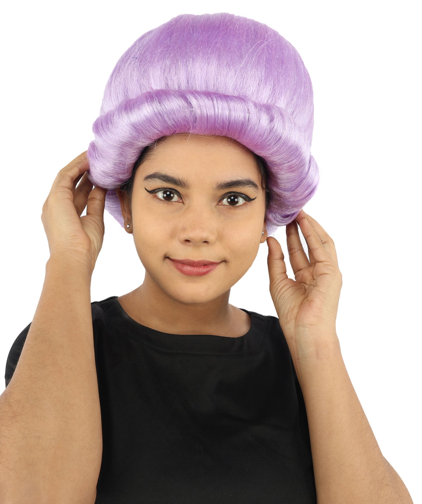 HPO Women's Voluminous Golden Blonde Grandma Wig | Medium Puffy Afro Style with Silver Texture, Synthetic Fiber & Adjustable Fit | Halloween, 100th Day of School, Theater & Funny Costume