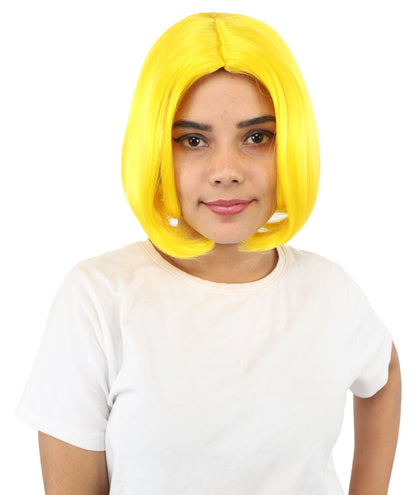 Adult Women's Two-Tone Bob Wig | Multiple Color Options | Short Straight Blunt Cut Inspired by American Pop Artist Look | Natural Hairline for Halloween and Cosplay