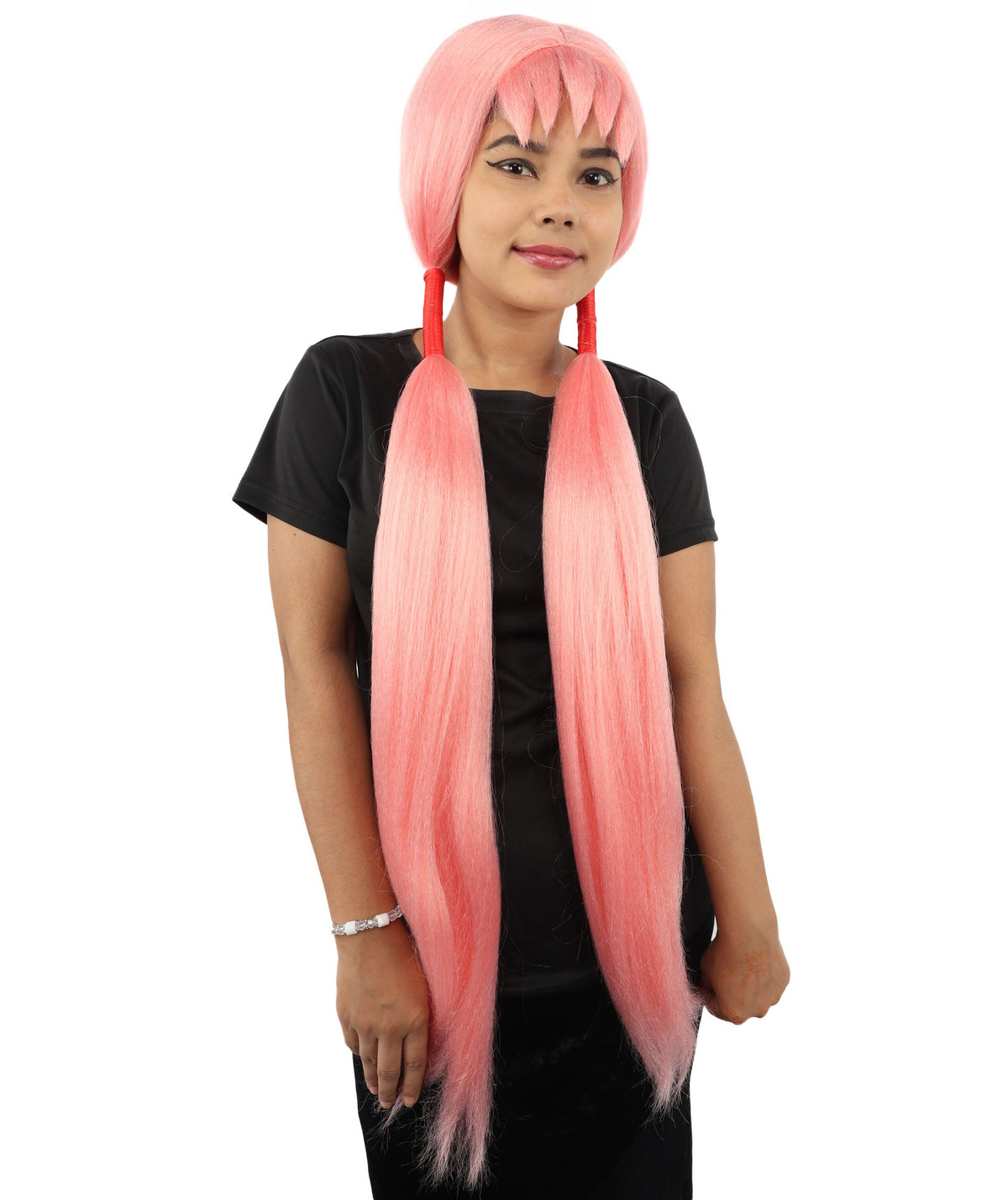 Women's Extra Long Pigtail Wig | Multicolor Options | Floor Length Straight Twin Tails with Bangs, Heat Friendly Synthetic Fiber & Adjustable Cap | Halloween, Fairy Roleplay, Magical Girl Theme, Theater & Carnival