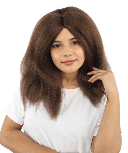 HPO Adult Women's Long Rounded Cartoon Hair Wig | Multiple Color Options | Bubble Bob, Deep Side Part, Heat Friendly Synthetic Strands & Breathable Net | Fancy Dress, Stage Show, Animated Character Events, Halloween & Festival