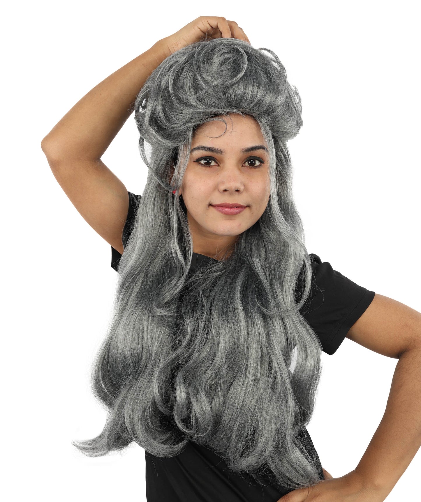 HPO Extra Long Messy Dark Grey Zombie-Style Wig | Distressed Hairpiece for Halloween, Cosplay, Themed Parties, Stage Performances & Haunted Roleplay