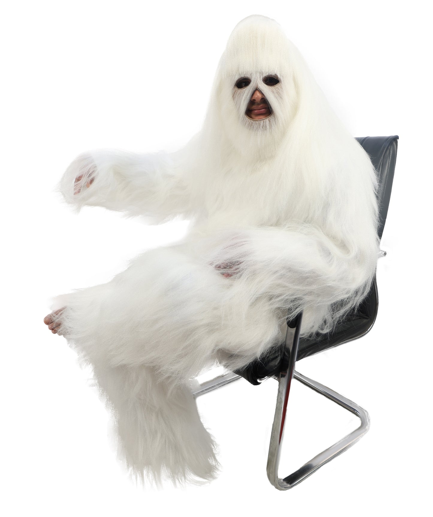 HPO Unisex Extreme Hairy Person Costume, Mask and Bundle - Full-Body Hair Suit Extra-Long Ash Brown Costume Wig for Halloween, Cosplay & Parties