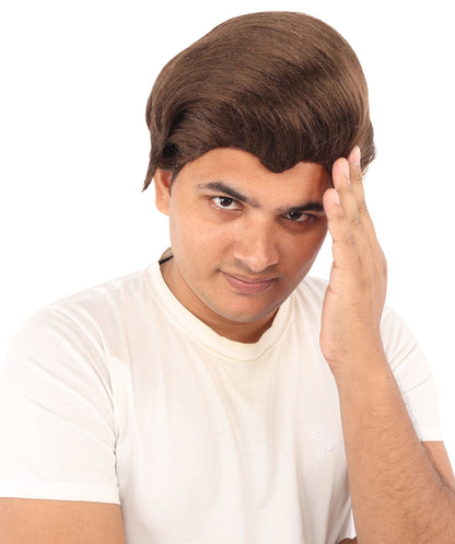 HPO Adult & Teen Men's Sleek Updo Theatrical Wig | Icy silver tone, create of synthetic fiber, striking swept front volume, breathable base | Party, Halloween, theater, drag, performance, costume events