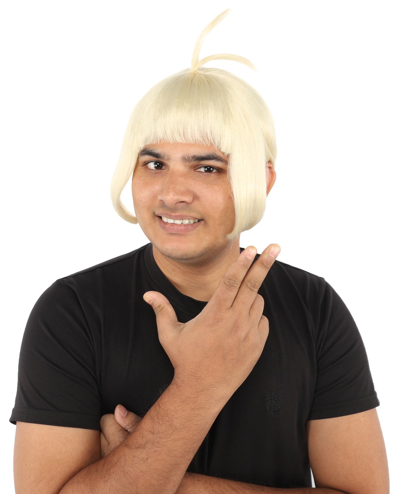 HPO Adult Men's Sleek Blunt Bob Wig | Multicolor Options | Solid color hue, create of synthetic fiber, straight smooth texture with bangs, breathable base | Party, Halloween, theater, drag, performance, costume events