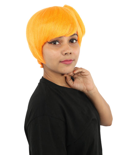 HPO Adult Women's Anime Trainer Character Wig | Vibrant hue multicolor options, create of synthetic fiber, short choppy bob with high side ponytail, breathable base | Cosplay, Halloween, theater, party, performance, costume events