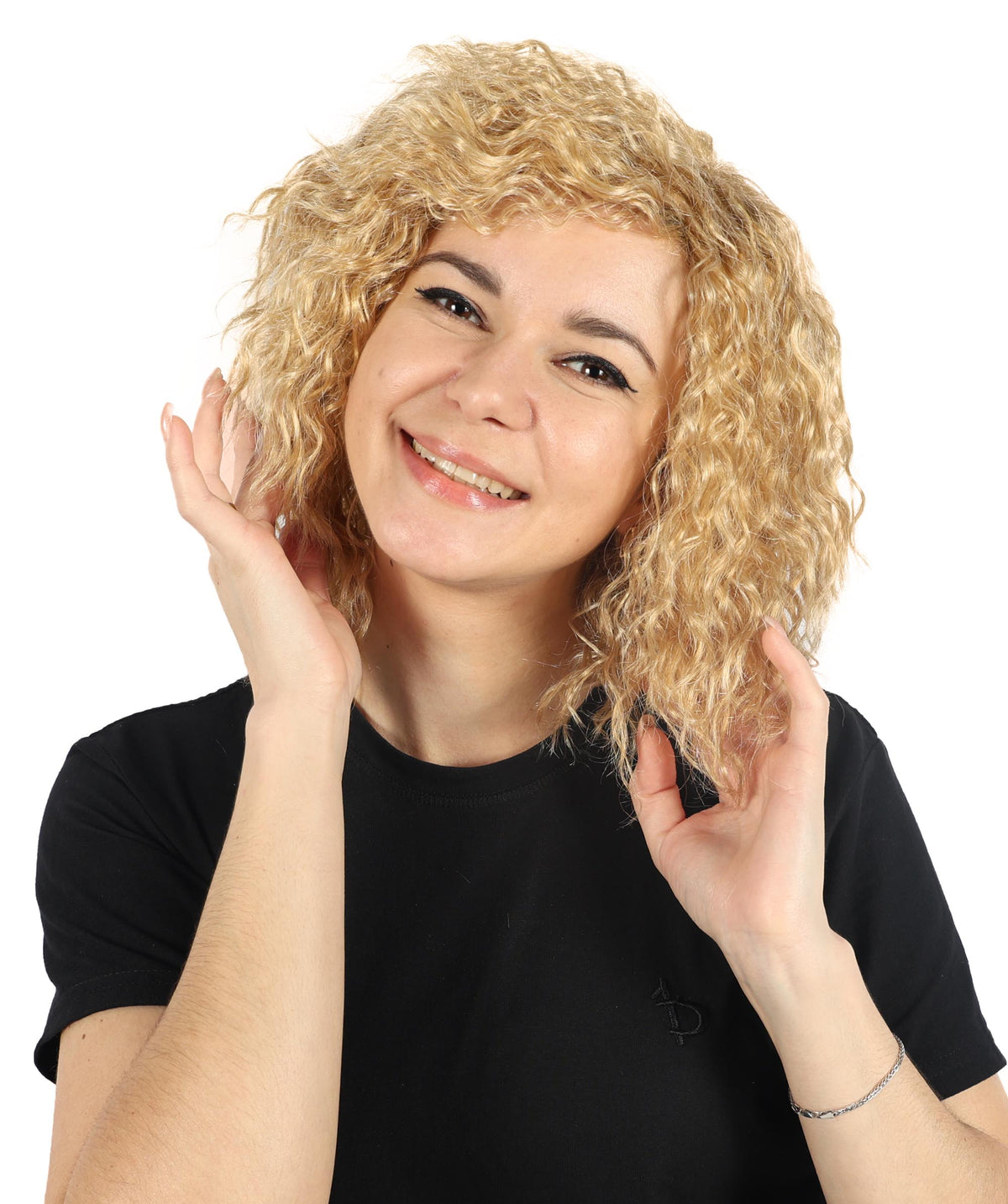 HPO Women's Short Fluffy Wavy Multiple Wig | Halloween and Party Wig | Flame-retardant Synthetic Fiber