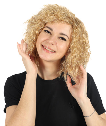 HPO Women's Short Fluffy Wavy Multiple Wig | Halloween and Party Wig | Flame-retardant Synthetic Fiber