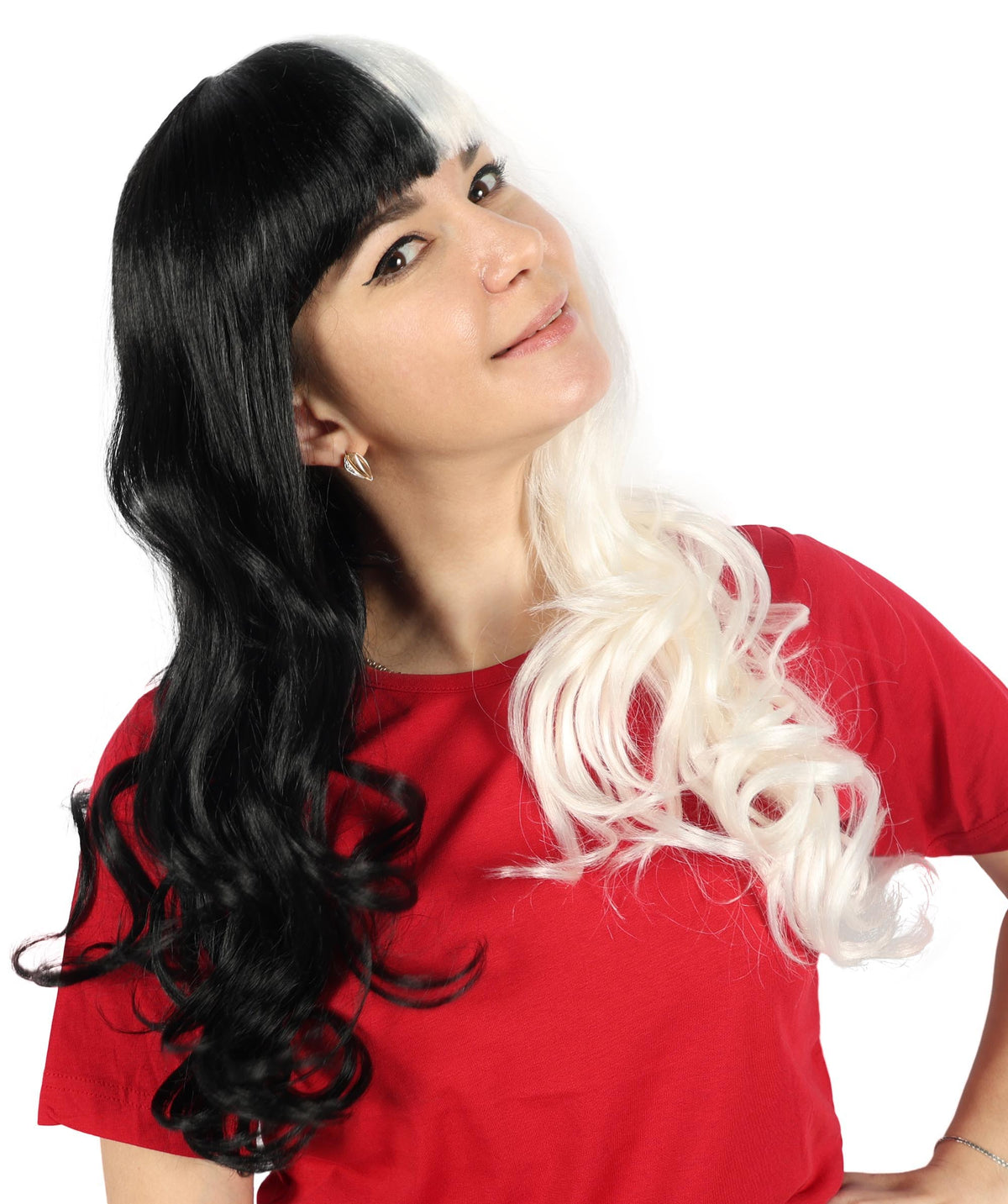 Singer Womens Long Wig | Wavy Pink & Black Wig | Premium Breathable Capless Cap