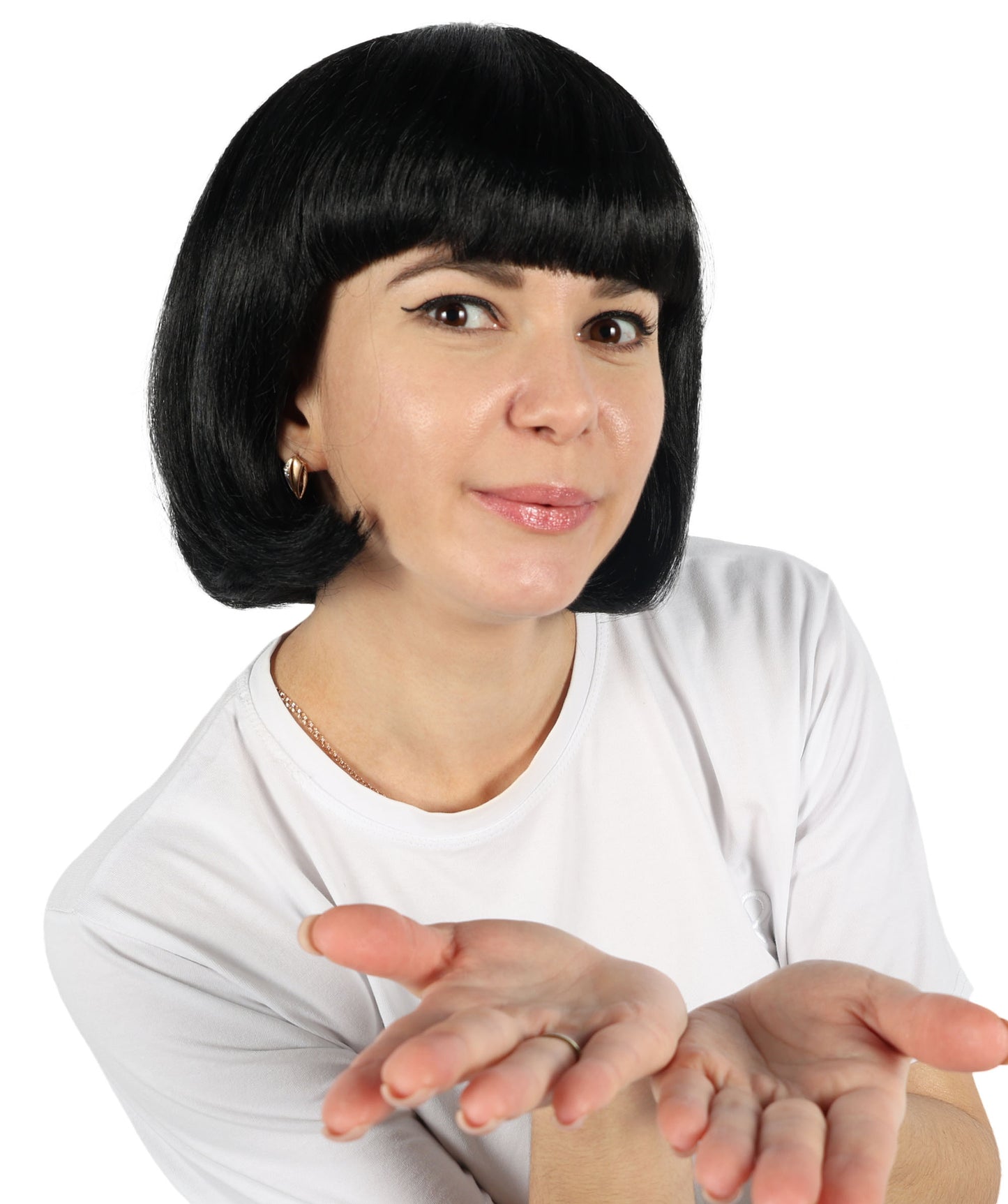 Womens Short Black Bob Wig | Party Ready Fancy Halloween Wig | Premium Breathable Capless Cap