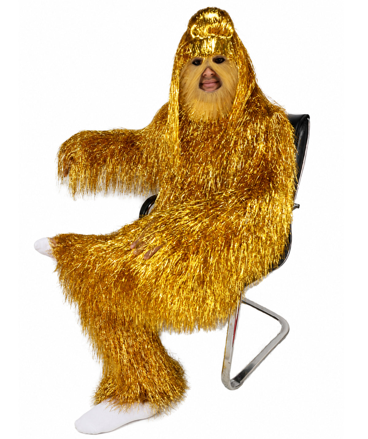HPO UnisexTinsel Hairy Costume, Bundle & Mask Set | Full-Body Suit & Matching Mask | Long Hair Funny Costume for Halloween, Performers, Cosplay & Mascots | Multicolor Options