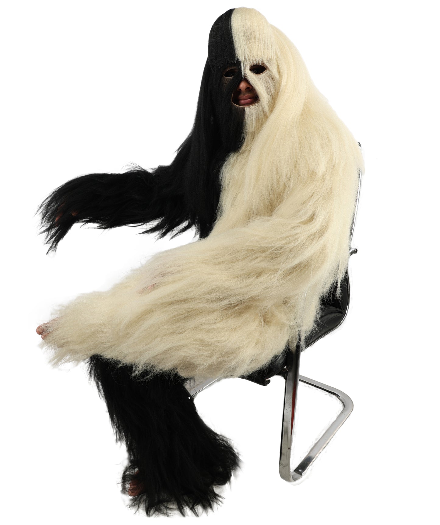 HPO  Extreme Hairy Person Two Part Costume, Mask and Bundle Set - Full-Body Hair Suit Extra-Long Costume Wig for Halloween, Cosplay & Parties - Multiple Color Options