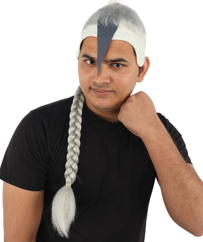 HPO Adult Men's Men's Adhesive Front Military Wig | Multicolor Options | Dark High and Tight Style with Glue-On Sideburns, Synthetic Fiber & Realistic Hairline | Halloween, Sci-Fi Roleplay, Special Effects Makeup & Costume Events