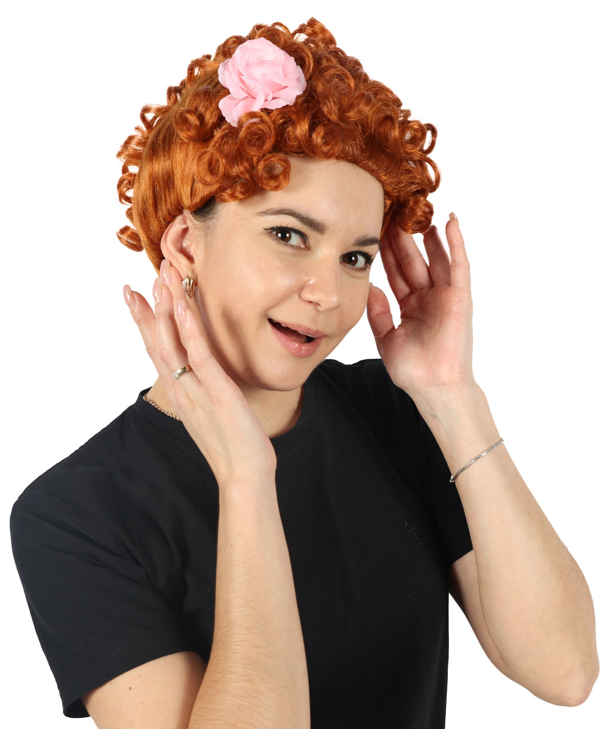 HPO  Women's Popular series The Regency Romance Curly Brown Wig | Halloween Wig | Flame-retardant Synthetic Fiber
