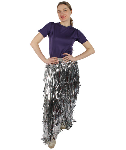 HPO Women's Fancy Metallic Tinsel Pant, Perfect for Halloween, Flame-retardant Tinsel Material