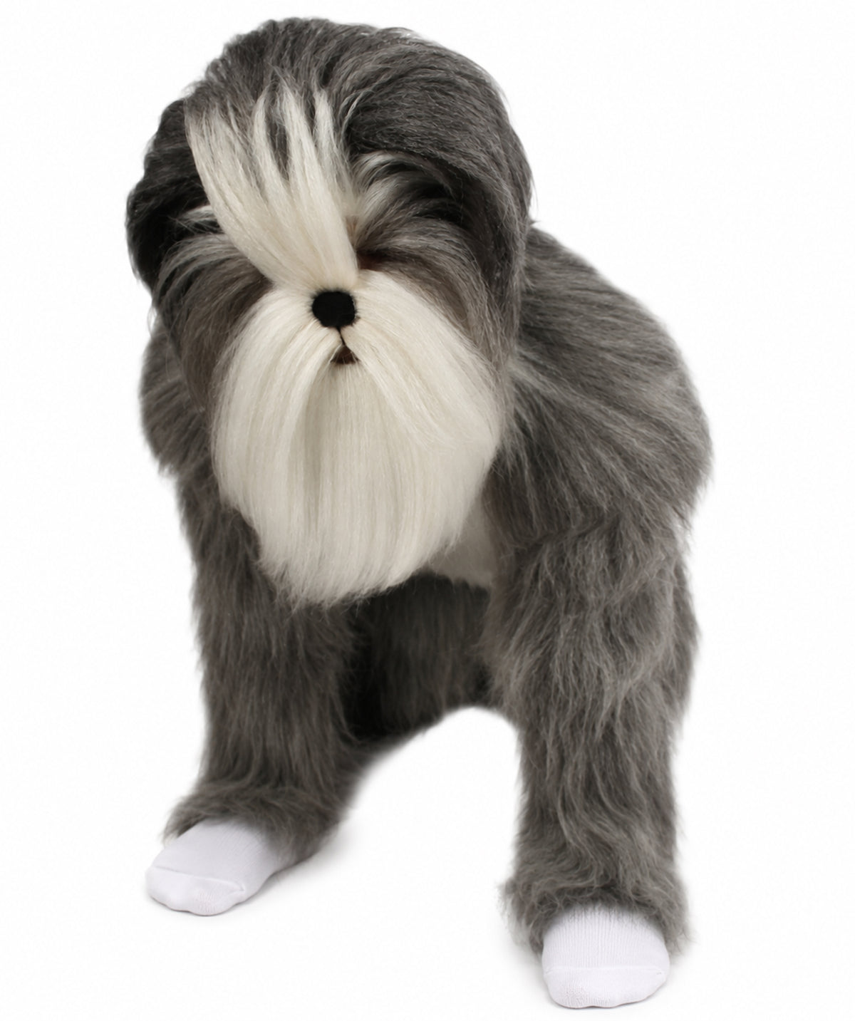 Furry Dog Collection | Men's White and Grey Straight Long Furry Dog Fancy  Costume with Tail