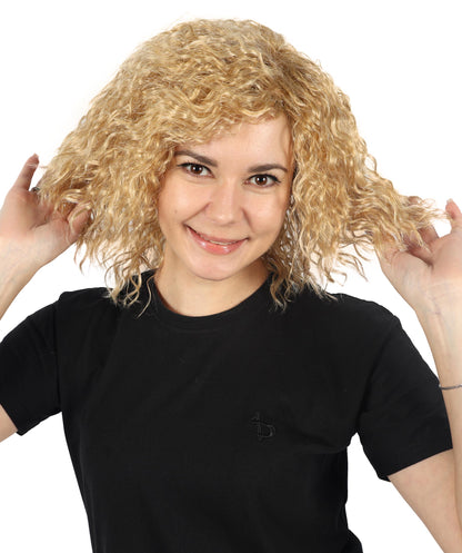 HPO Women's Short Fluffy Wavy Multiple Wig | Halloween and Party Wig | Flame-retardant Synthetic Fiber