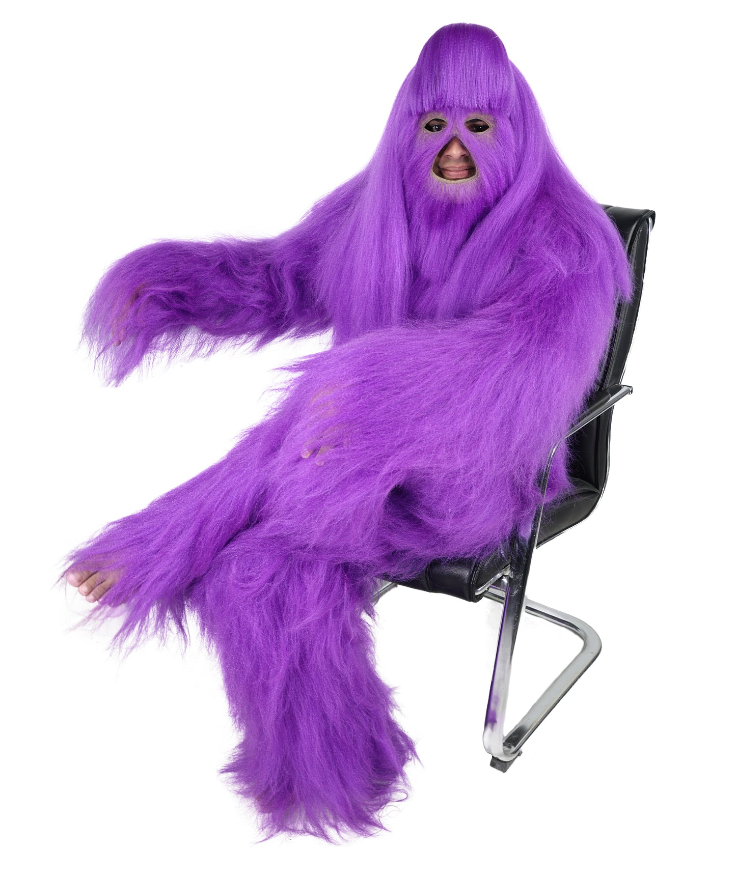 HPO Unisex Extreme Hairy Person Costume, Mask and Bundle - Full-Body Hair Suit Extra-Long Ash Brown Costume Wig for Halloween, Cosplay & Parties