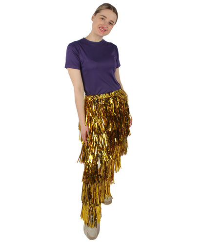 HPO Adult Women's Tinsel Fringed Tiered Multiple Color Options Trousers, Perfect for Halloween, Flame-retardant Synthetic Material