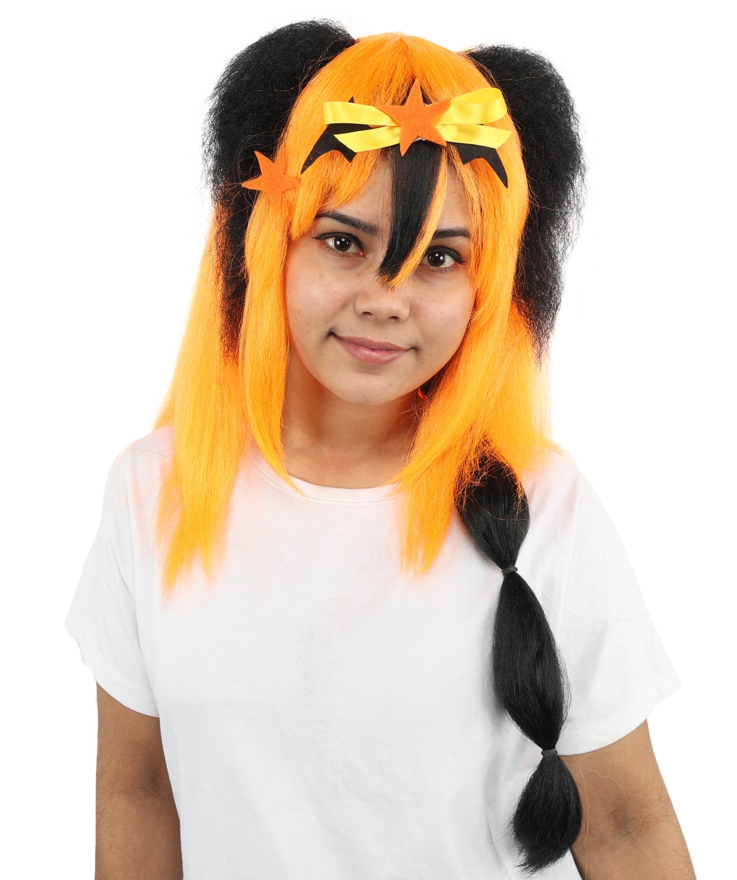 HPO Women's Romantic Multicolor Women's Princess Wig | Long Loose Ringlets with Half-Up Ponytail Styling | Fairytale Cosplay and Theatrical Productions.