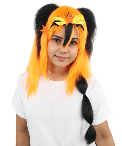 HPO Women's Romantic Multicolor Women's Princess Wig | Long Loose Ringlets with Half-Up Ponytail Styling | Fairytale Cosplay and Theatrical Productions.
