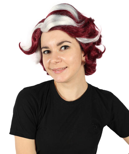 HPO Women's Short Wavy Meroon Fashion Doll Multiple Wig | For Party and Halloween | Flame-retardant Synthetic Fiber