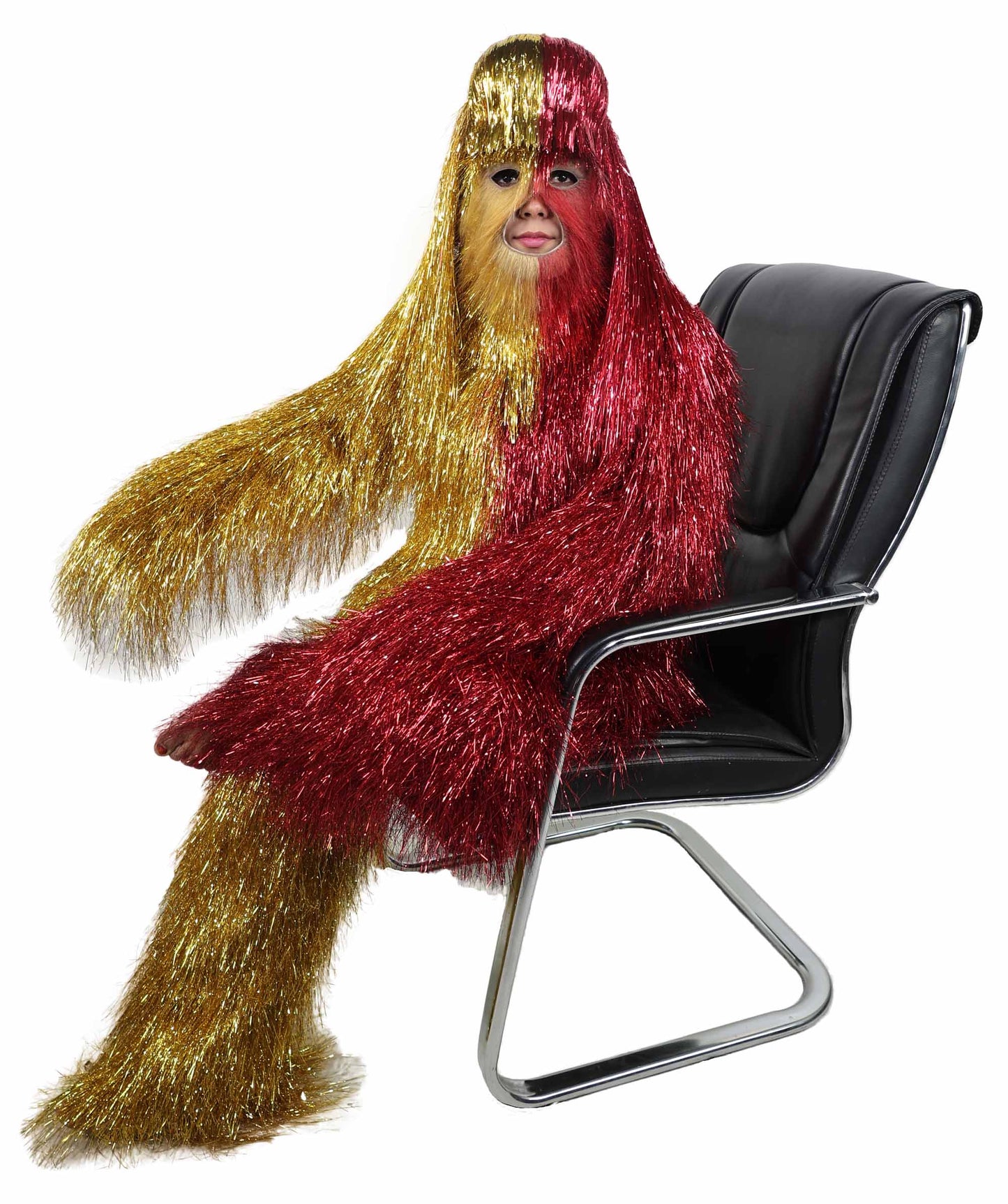 HPO Teen Extreme Hairy Two Part Costume Bundle & Mask Set - Full-Body Hair Suit Extra-Long Costume Wig for Halloween, Cosplay & Parties - Multiple Color Options